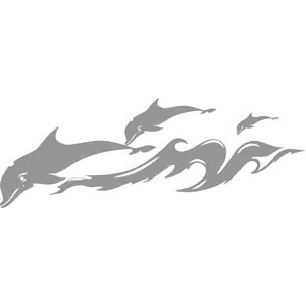 Дельфины , серебро (17х50)  комплект