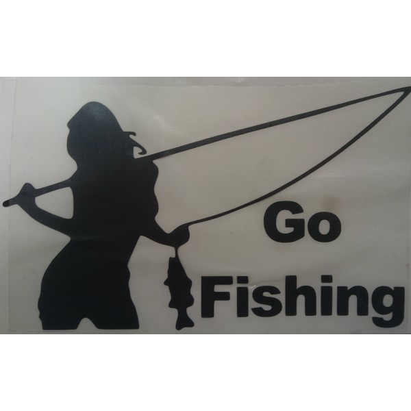 (вырезанная) "Go Fishing" ( 10х16см) чёрный